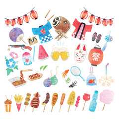 夏祭りイラストセット