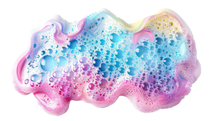  Colorful soap foam, colorful bubbles  on a transparent background