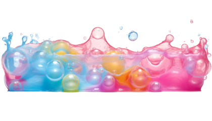  Colorful soap foam, colorful bubbles  on a transparent background