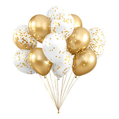 white and gold balloons isolated transparent background