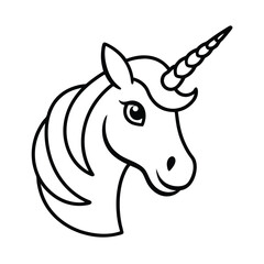 Fototapeta premium Unicorn Face Horn Vector Illustration