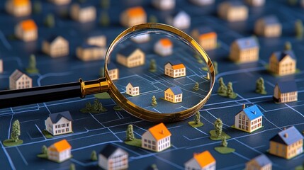 Fototapeta premium Magnifying Real Estate: A Detailed Look at Property Selection