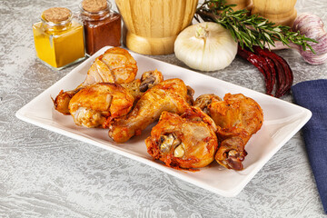 Raw marinated chicken drumstick for cooking