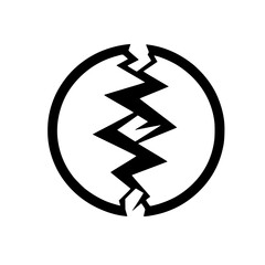 Abstract Split Circle Icon: Geometric Lightning Bolt on White
