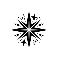 Black and White Starburst Logo, Minimalist Design