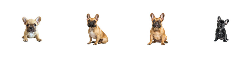 French Bulldog Puppy Breed, Several Coat Colors, Sitting, cut out transparent