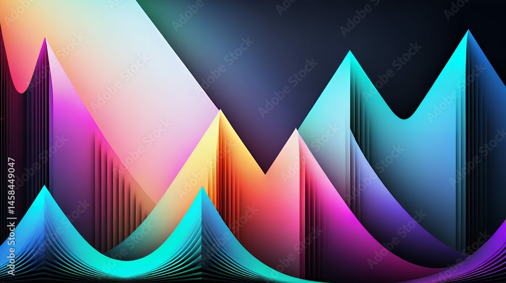 Poster surreal geometric depth layers in gradient