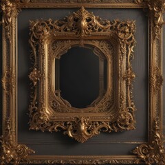 Intricate Victorian-style frames, ornate details, gold accents, regal, gold, vintage frame