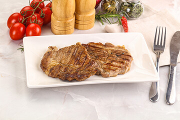 Grilled pork neck sirloin steak