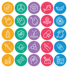 Circle color outline icons set for Beauty diet