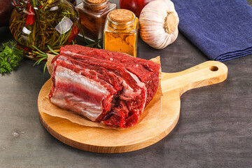 Raw beef ribs for cooking