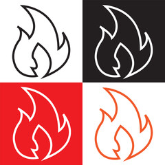 Fire hand draw icon .  Flame icon sign. Light symbol . vector illustration. EPS 10/AI