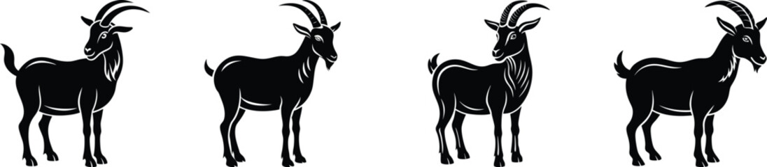 Obraz premium Goat Silhouettes: Four Identical Designs