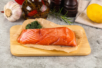 Piece of cut salmon fillet