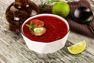 Sweet watermelon gazpacho with cucmber