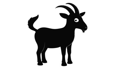 Obraz premium Cute Goat Silhouette Vector – Cartoon Farm Animal Clipart