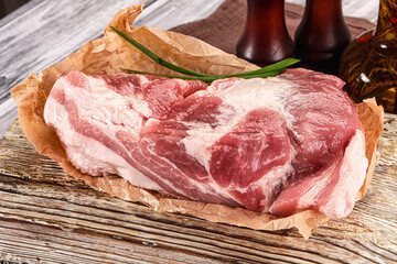 Raw pork shoulder for cooking