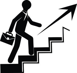 Person ascending stairs silhouette vector art, person ascending stairs line art vector illustration, person ascending stairs vector icon design