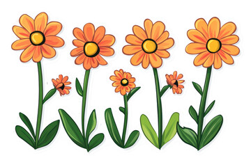 Orange daisy flower clipart sticker isolated on white background perfect for planners or digital scrapbooking