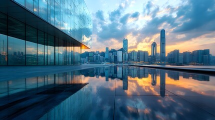 The Hong Kong Museum of Art with a reflection of the city skyline in its modern glass facade