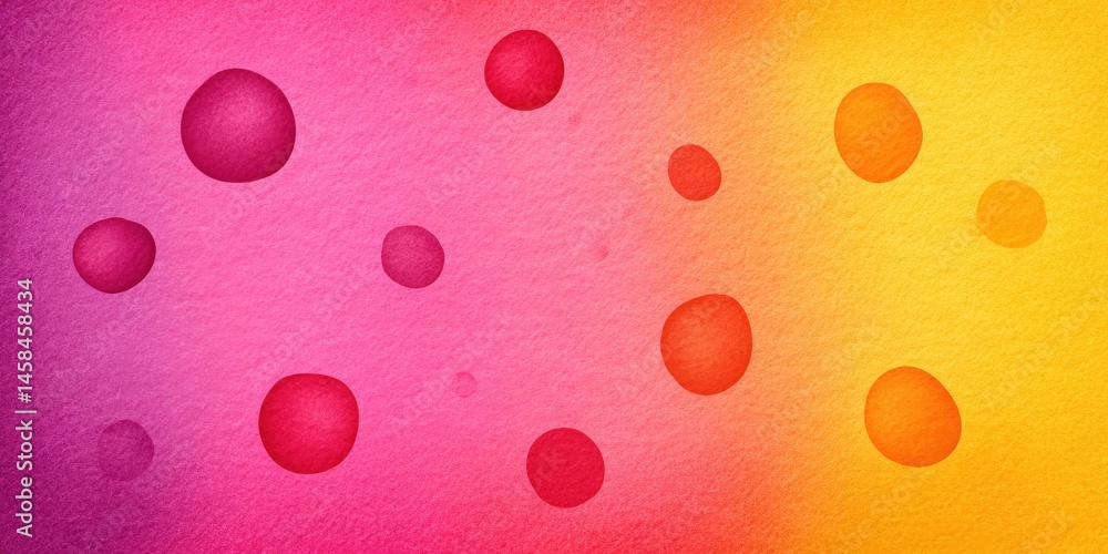 Poster vibrant watercolor design featuring large circular shapes in pink and orange tones creating a modern