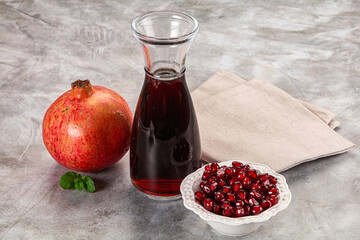 Sweet fresh pomegranate juice with fruit