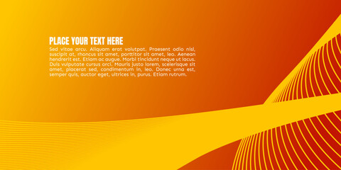 Abstract design of warm colors and flowing lines. "Place your text here," and placeholder text is included.
