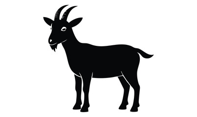 Fototapeta premium Black Goat Silhouette Vector – Farm Animal Clipart Design