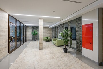 interior apartment public place, house entrance. doors, walls, staircase corridors