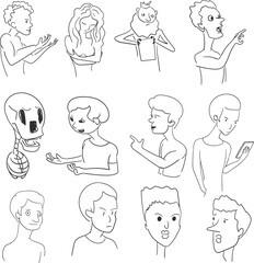 Set of icons of people in different poses