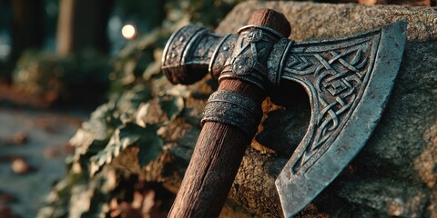 Medieval Fantasy Battle Axe Illustration