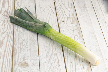 Raw ripe green leek onion