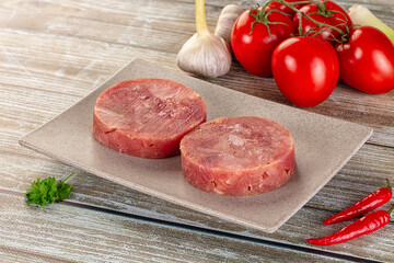 Raw round tuna fish fillet