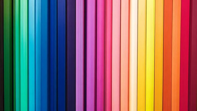 Spectrum of Colorful Wooden Dowels Arranged in a Rainbow Gradient, from Warm to Cool