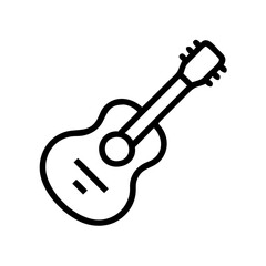 Guitar icon in black outline. Music, creativity, artistic lifestyle
