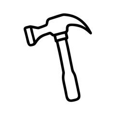 Hammer icon in black outline. Repair, DIY, construction, tools