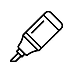 Highlighter icon in black outline. Office tool, study aid, creative use