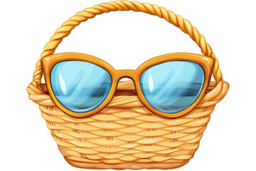 A cute cartoon basket with glasses adds personality charm and fun to playful creative designs