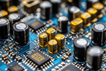 Close-up of electronic circuit board components