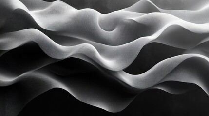 Obraz premium Abstract grayscale waves flowing smoothly, a monochromatic dreamscape of elegance and fluidity