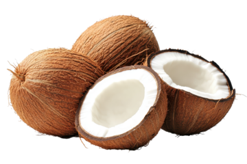 Coconut image symbolizes tropical health benefits ideal for natural product branding or food promotions