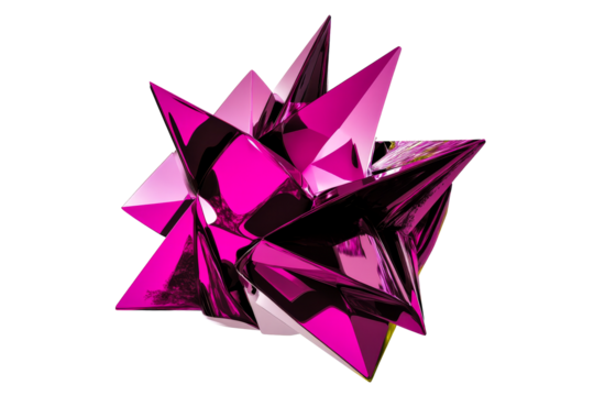 Complex glossy sharp pink form, cut out transparent