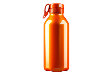 Vibrant orange reusable bottle, clean, healthy lifestyle, cut out transparent