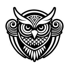 A glyph style icon of athena owl wisdom tattoo