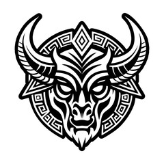 A filled style icon showing minotaur monster tattoo