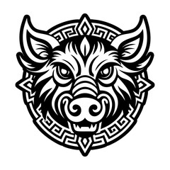 A glyph style icon of boar head tattoo