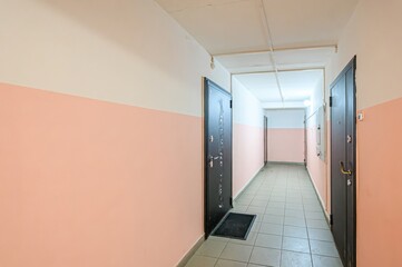 interior apartment public place, house entrance. doors, walls, staircase corridors