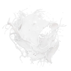 dramatic splash of milk hovers in mid-air, showcasing unique textures and shapes. visual highlights the fluid motion and elegance of liquid as it creates a striking pattern. 3d render