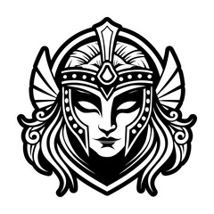 A solid style icon showing penthesilea warrior tattoo