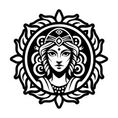 A glyph style icon showing demeter goddess
